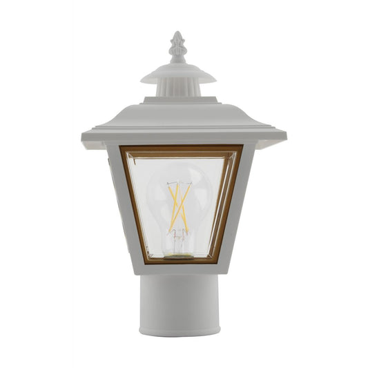 1 Light - 13'' Coach Post Top Lantern with Finial - Beveled Acrylic Panels - White Finish - Satco SF77-899