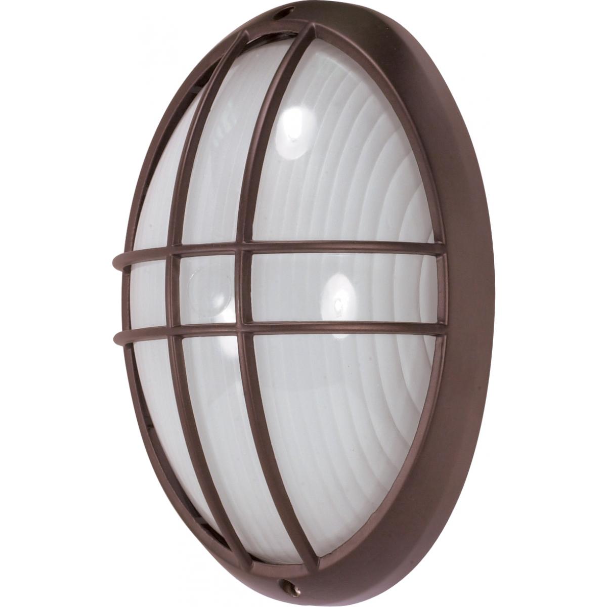 1 Light - 13'' Large Oval Cage Bulkhead - Architectural Bronze Finish - Satco 60-529