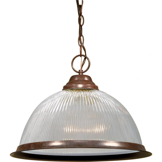 1 Light - 15" Pendant with Clear Prismatic Glass - Old Bronze Finish - Satco SF76-447