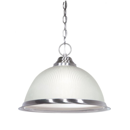 1 Light - 15" Pendant with Frosted Prismatic Glass - Brushed Nickel Finish - Satco SF76-691