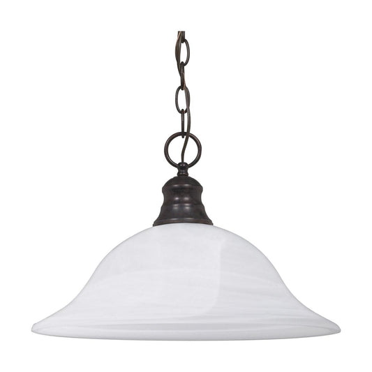 1 Light - 16" Pendant with Alabaster Glass - Old Bronze Finish - Satco 60-391