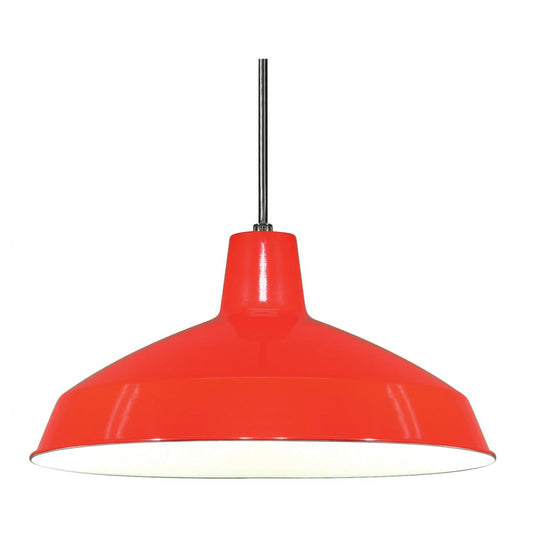 1 Light - 16" Pendant with Warehouse Shade - Red Finish - Satco SF76-663