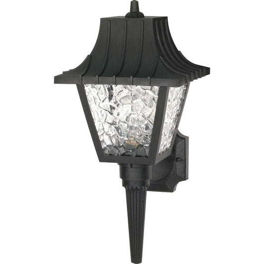 1 Light - 18" Mansard Lantern withTextured Acrylic Panels - Black Finish - Satco SF77-852