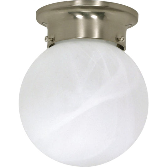 1 Light - 6" - Ceiling Mount - Alabaster Ball - Color retail packaging - Satco 60-6008