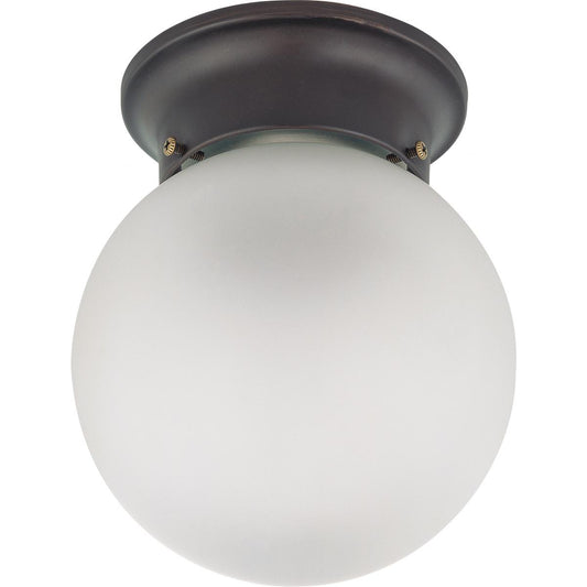 1 Light 6" Ceiling Mount with Frosted White Glass - Color retail packaging - Satco 60-6012