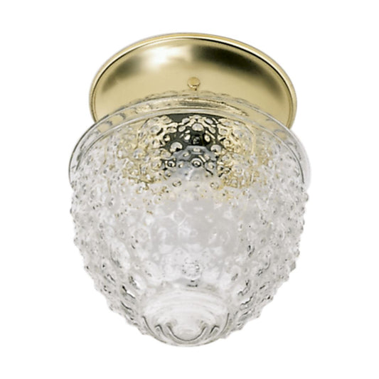 1 Light - 6" Flush with Clear Pineapple Glass - Polished Brass Finish - Satco SF77-125