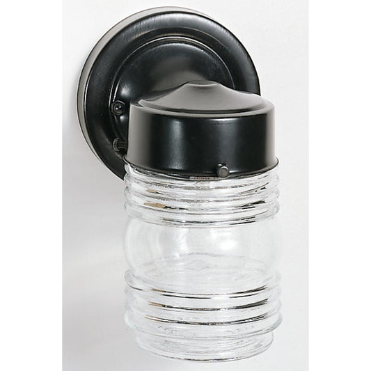 1 Light - 6" Mason Jar with Clear Glass - Black Finish - Satco SF77-119B