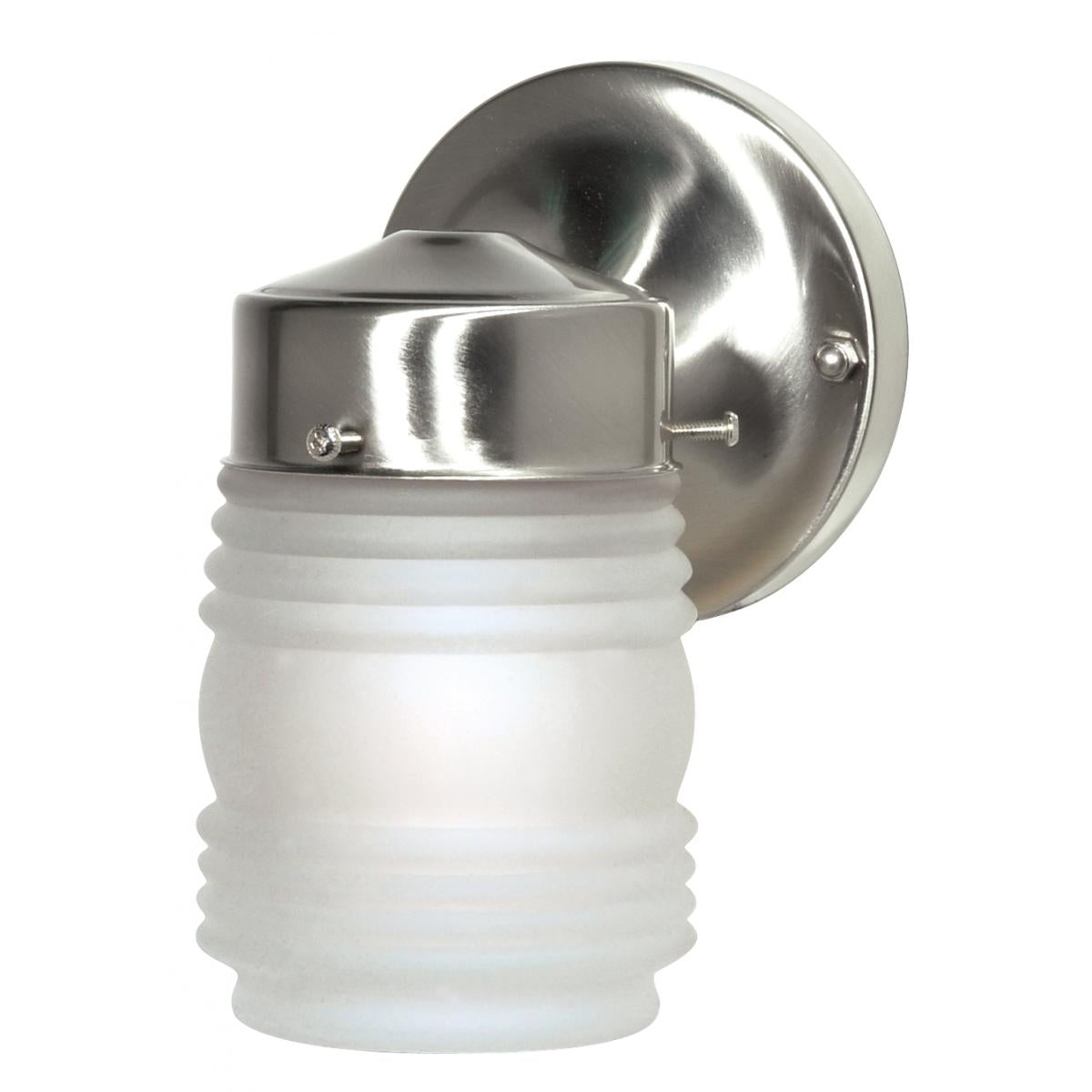 1 Light - 6" Mason Jar with Frosted Glass - Brushed Nickel Finish - Satco SF76-701