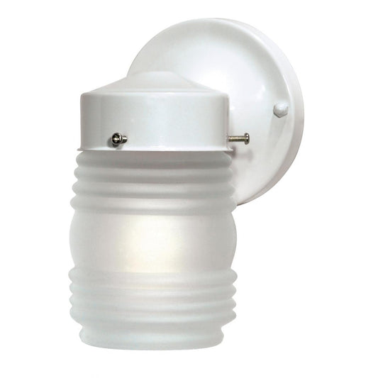 1 Light - 6" Mason Jar with Frosted Glass - Gloss White Finish - Satco SF76-702