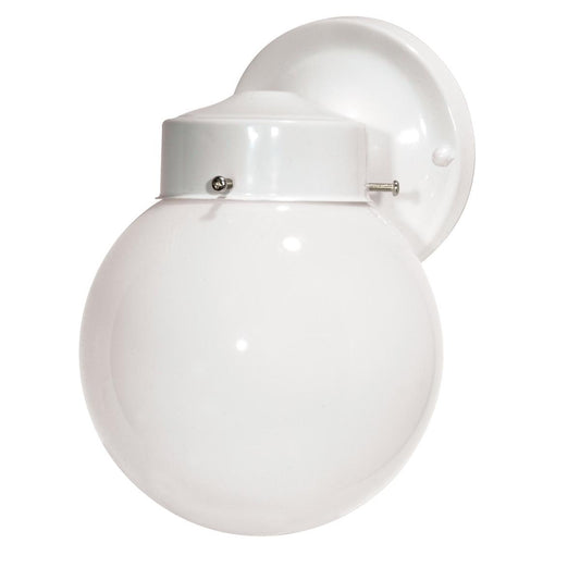 1 Light - 6" Outdoor Wall with White Glass - Gloss White Finsih - Satco SF76-704