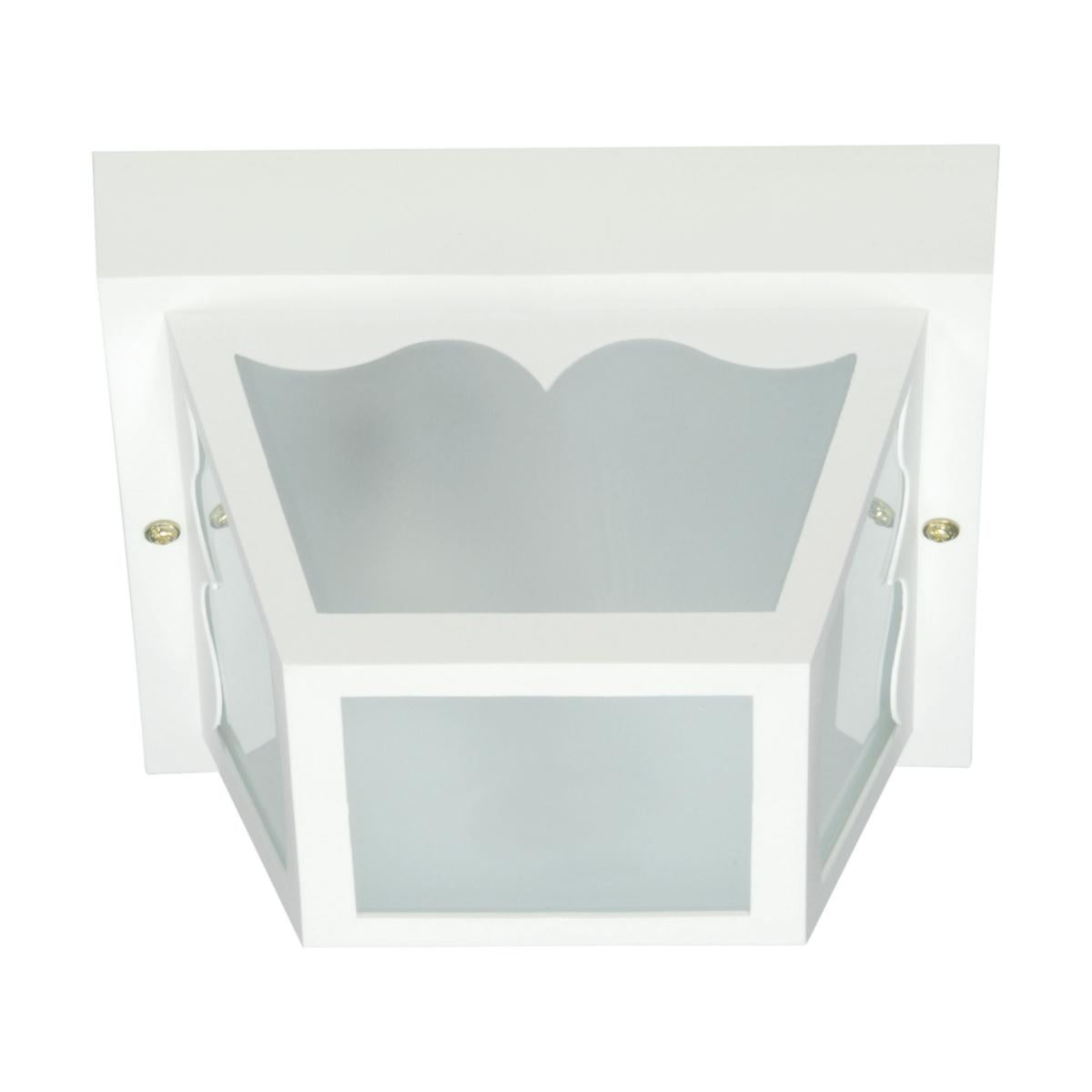 1 Light - 8" Carport Flush with Frosted Acrylic Panels - White Finish - Satco SF77-835