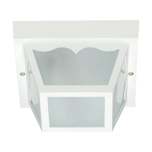 1 Light - 8" Carport Flush with Frosted Acrylic Panels - White Finish - Satco SF77-835