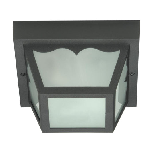 1 Light - 8" Carport Flush with Frosted Glass - Black Finish - Satco SF77-863