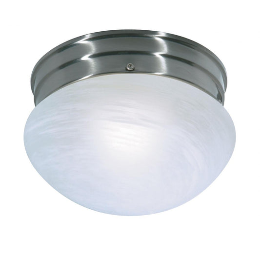 1 Light - 8" - Flush with Alabaster Glass - Brushed Nickel Finish - Satco SF76-671