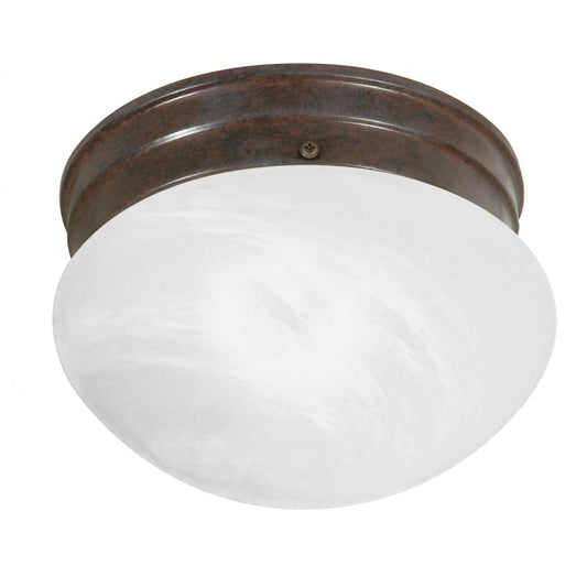 1 Light - 8" - Flush with Alabaster Glass - Old Bronze Finish - Satco SF76-670