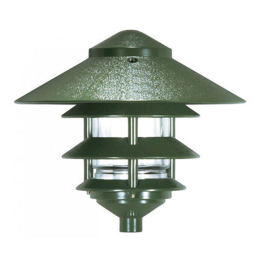 1 Light - 8" Pathway Light - Three Louver - Large Hood - Green Finish - Satco SF76-636