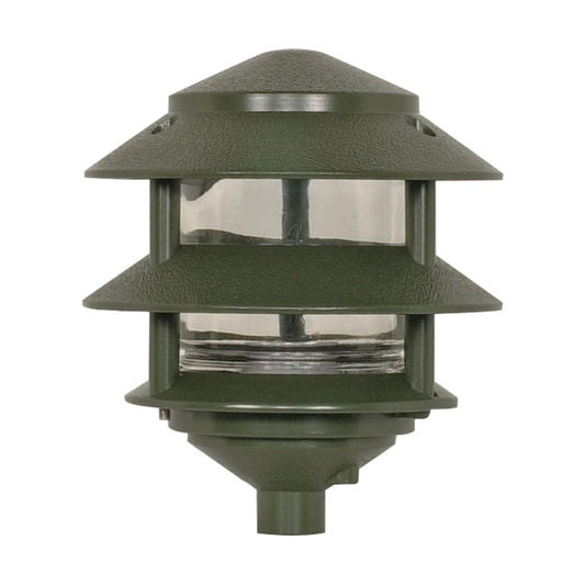 1 Light - 8" Pathway Light Two Louver - Small Hood - Green Finish - Satco SF77-323