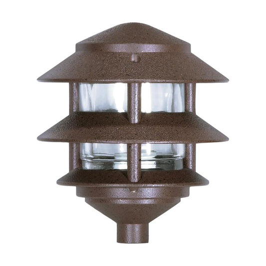 1 Light - 8" Pathway Light - Two Louver - Small Hood - Old Bronze Finish - Satco SF76-632