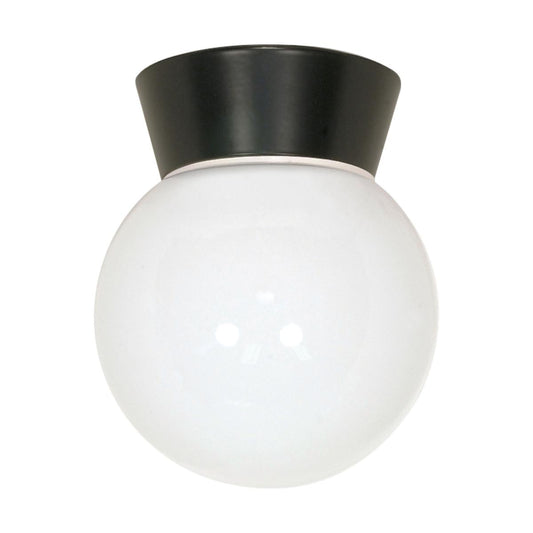 1 Light - 8" Utility Ceiling with White Glass - Bronzotic Finish - Satco SF77-153