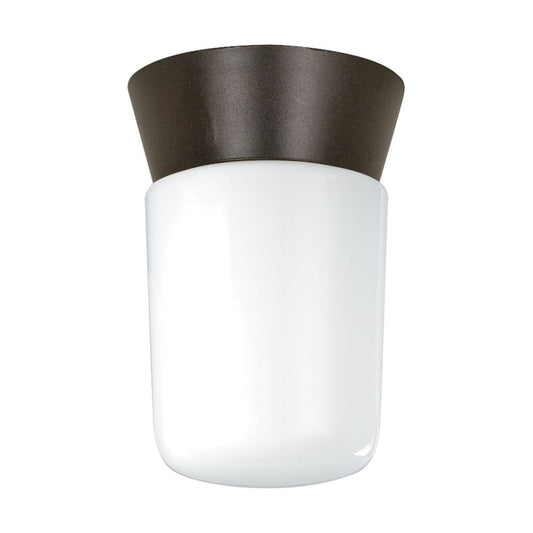 1 Light - 8" Utility Ceiling with White Glass - Bronzotic Finish - Satco SF77-156