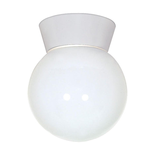 1 Light - 8" Utility Ceiling with White Glass White Finish - Satco SF77-532