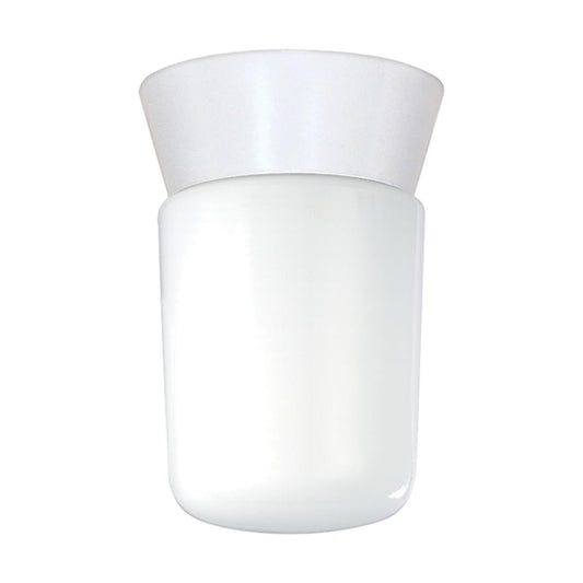 1 Light - 8" Utility Ceiling with White Glass White Finish - Satco SF77-533