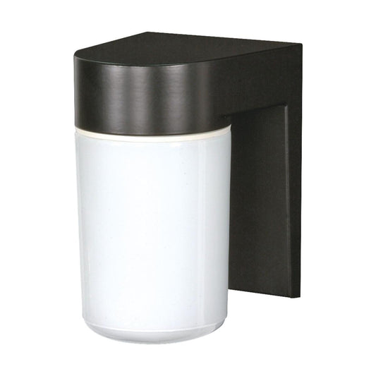 1 Light - 8" Utility Wall with White Glass - Black Finish - Satco SF77-137