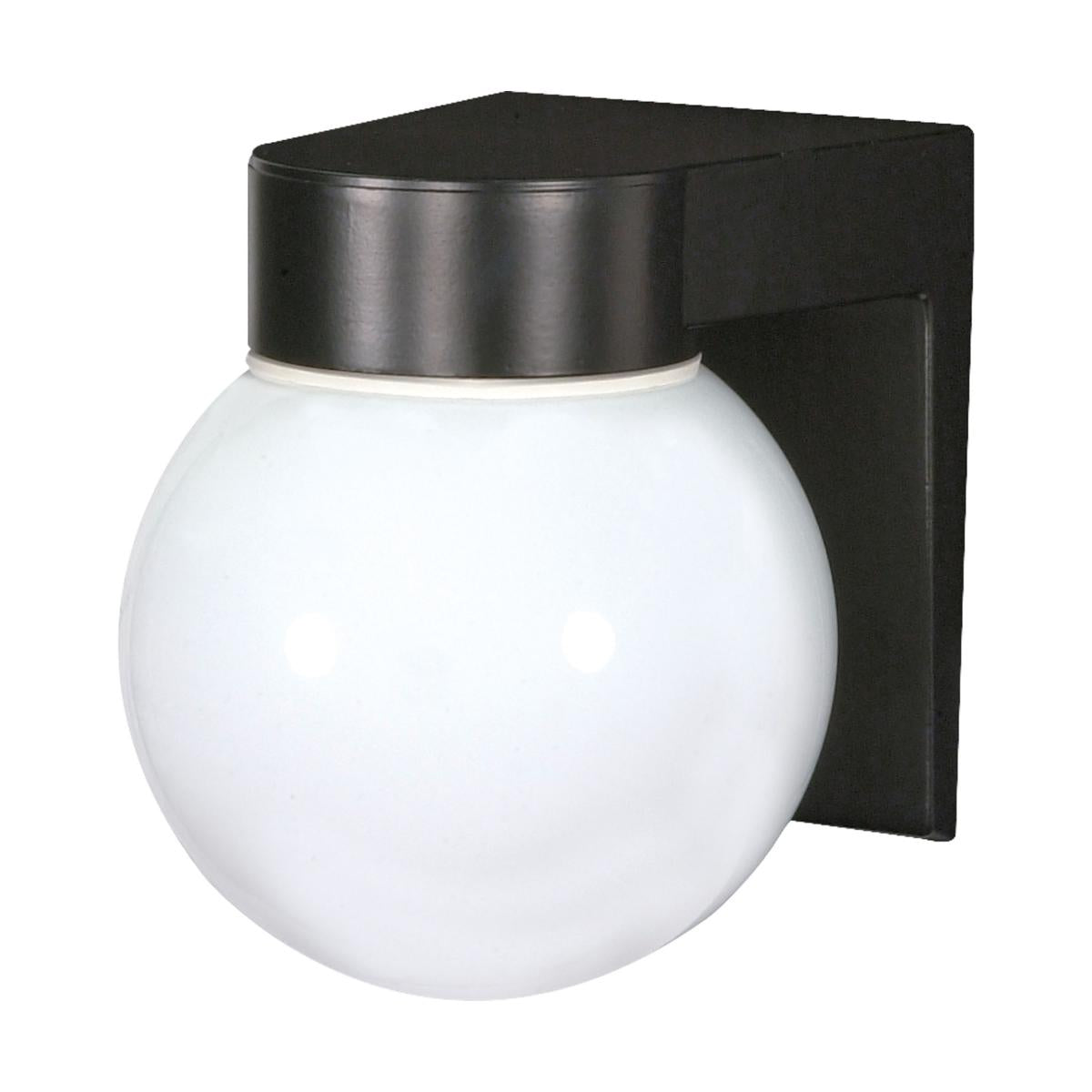 1 Light - 8" Utility Wall with White Glass - Black Finish - Satco SF77-140