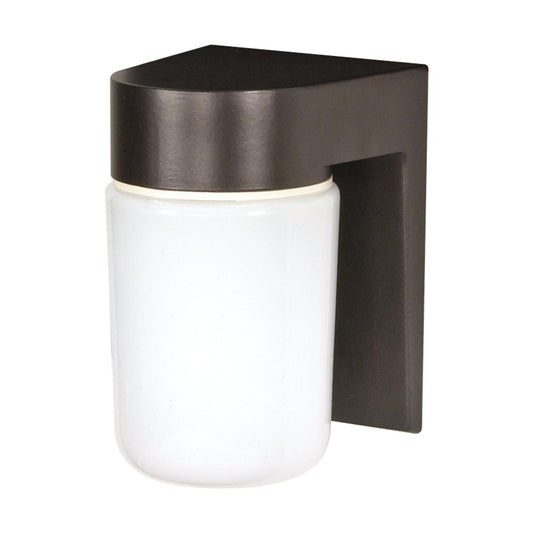1 Light - 8" Utility Wall with White Glass - Bronzotic Finish - Satco SF77-138