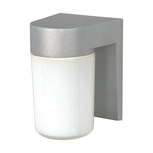 1 Light - 8" Utility Wall with White Glass - Satin Aluminum Finish - Satco SF77-136