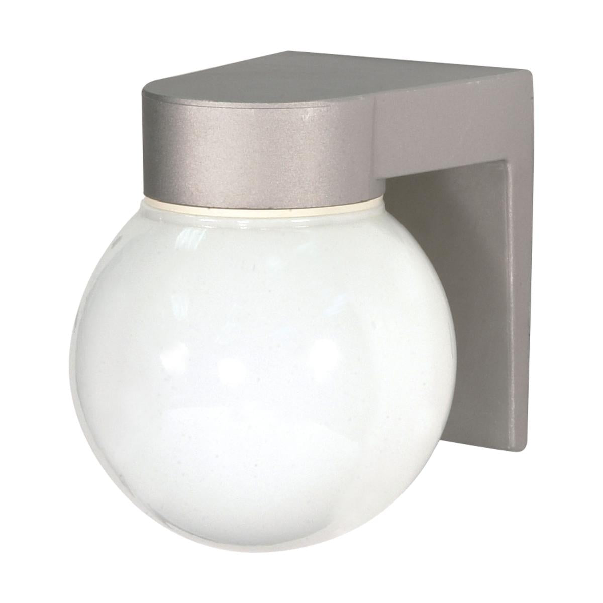 1 Light - 8" Utility Wall with White Glass - Satin Aluminum Finish - Satco SF77-139