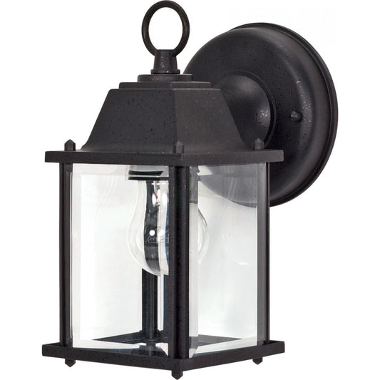 1 Light 9" - Cube Lantern with Clear Beveled Glass - Textured Black Finish - Satco 60-638