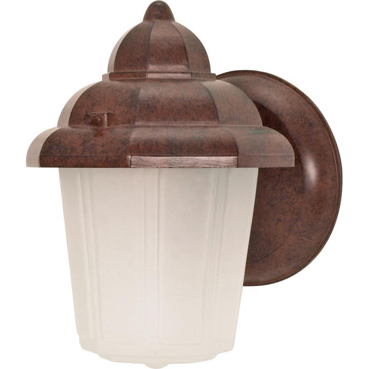 1 Light 9" - Hood Lantern with Satin Frosted Glass - Old Bronze Finish - Satco 60-640