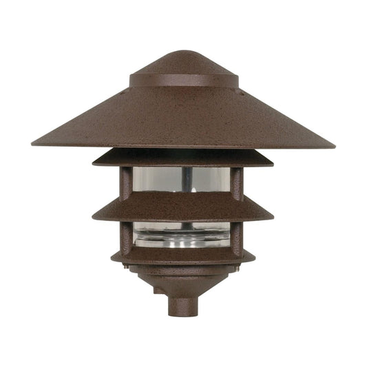 1 Light - 9" Pathway Light - Three Louver - Large Hood - Old Bronze Finish - Satco SF76-637