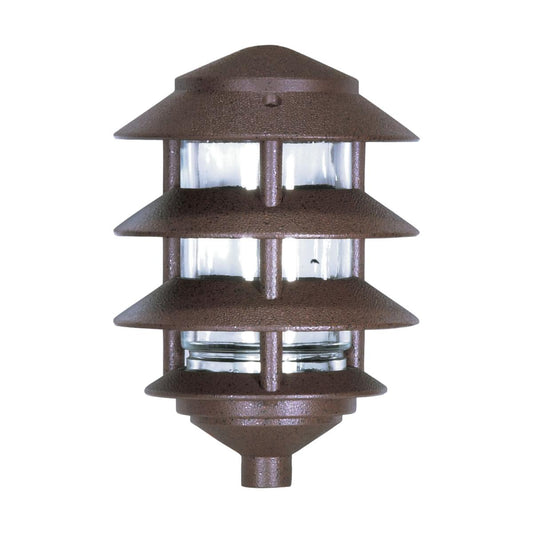 1 Light - 9" Pathway Light - Three Louver - Small Hood - Old Bronze Finish - Satco SF76-633