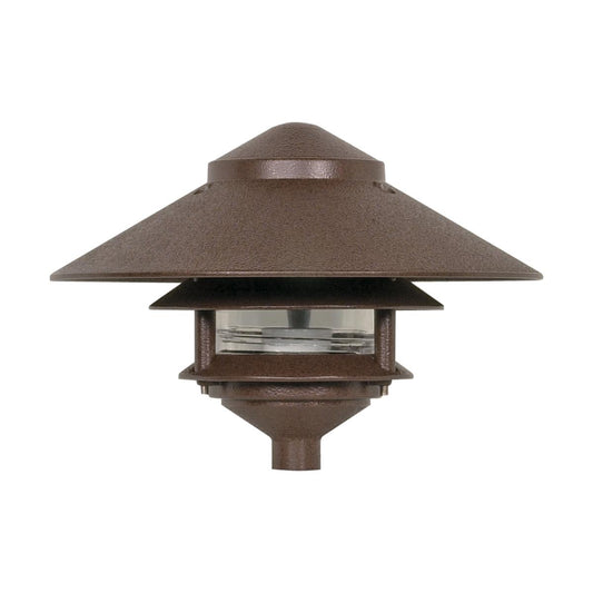 1 Light - 9" Pathway Light - Two Louver - Large Hood - Old Bronze Finish - Satco SF76-635
