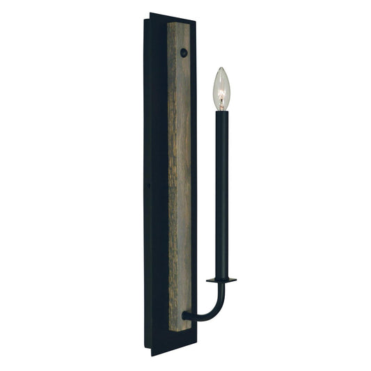 1-Light Matte Black With Grey Oak Accents Loft Sconce - 5411 Mblack by Framburg