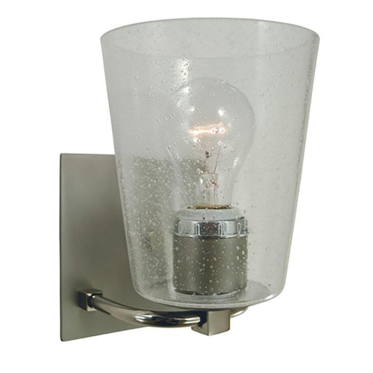 1-Light Satin Pewter/Polished Nickel/Clear Seedy Glass Mercer Bath Sconce - 4851 SP/PN/CS by Framburg
