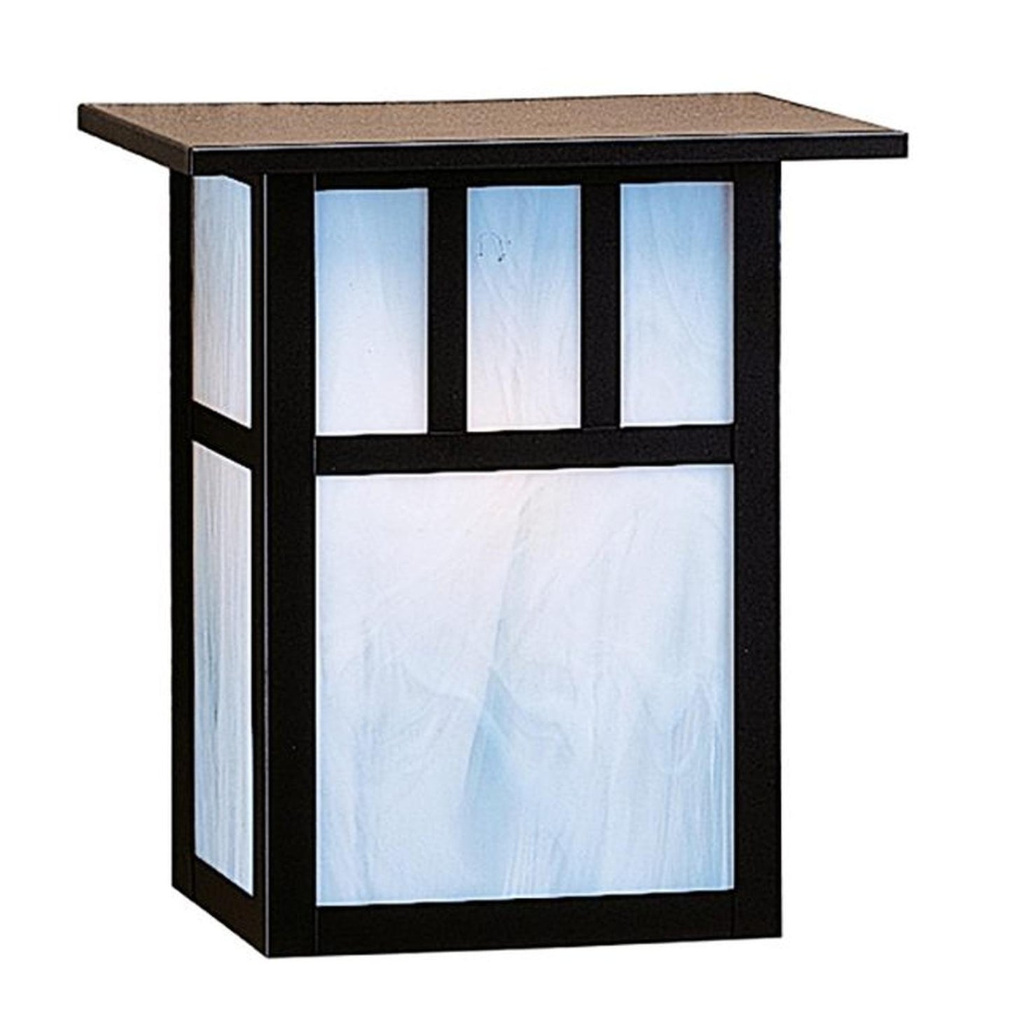 10″ Huntington Sconce With Roof And Double T-Bar Overlay - HS-10DTWO-BK - Satin Black by Arroyo Craftsman