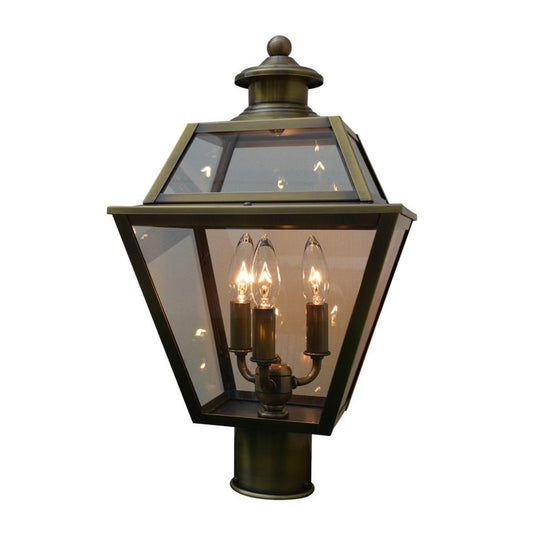 10″ Inverness Post Mount With Glass Roof - INP-10GRCLR-AB - Antique Brass by Arroyo Craftsman