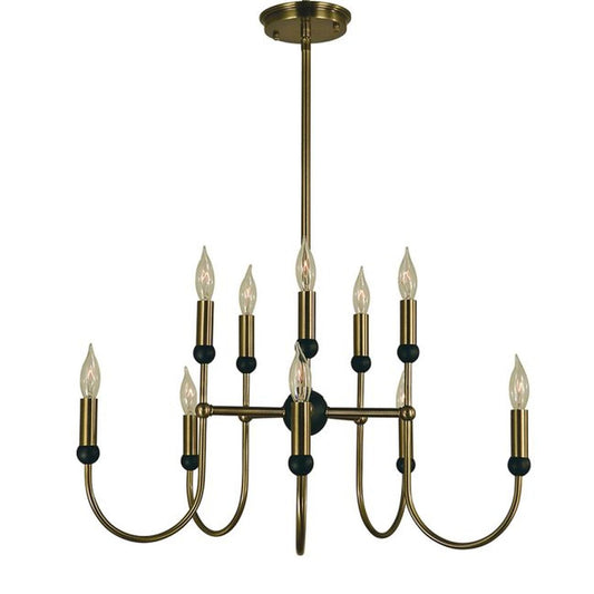 10-Light Antique Brass/Matte Black Nicole Chandelier - 4795 AB/MBLACK by Framburg
