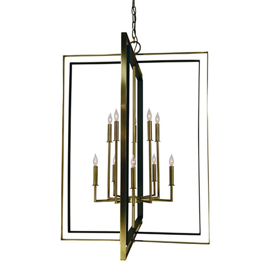 10-Light Antique Brass/Matte Black Symmetry Foyer - 4868 AB/MBLACK by Framburg