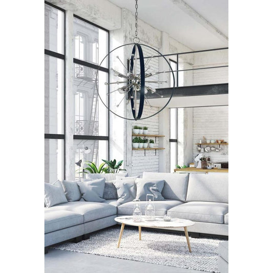 10-Light Brushed Nickel/Matte Black Nucleusfoyer Chandelier - L1100 BN/MBLACK by Framburg