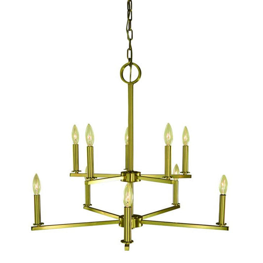 10-Light Bushed Brass Evelyn Dining Chandelier - 5760 BR by Framburg