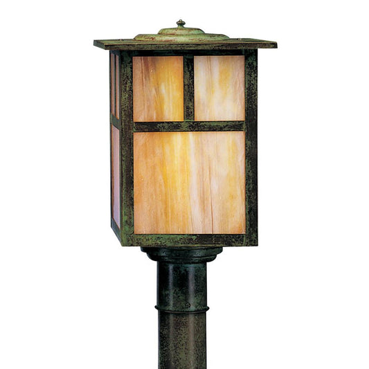 10″ Mission Post Mount With T-Bar Overlay - MP-10TGW-VP - Verdigris Patina by Arroyo Craftsman