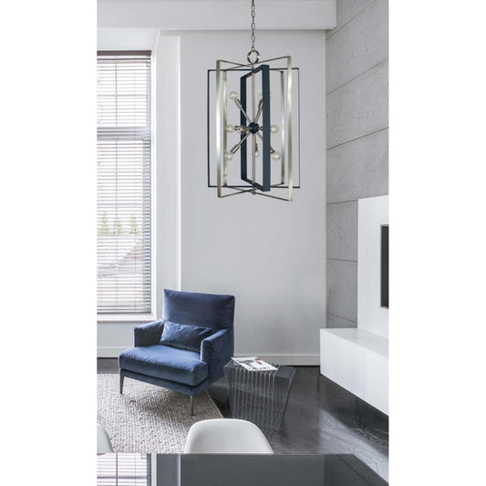 11-Light Brushed Nickel/Matte Black Interstellar Foyer Chandelier - L1091 BN/MBLACK by Framburg
