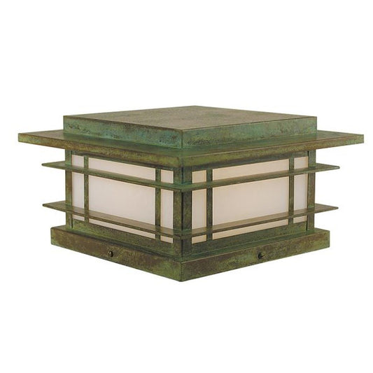 11″ Oak Park Column Mount - OPC-11WO-VP - Verdigris Patina by Arroyo Craftsman