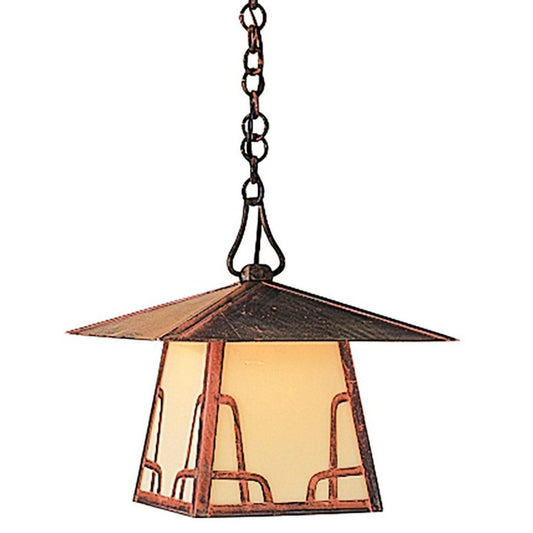 12″ Carmel Pendant With Hillcrest Overlay - CH-12HCR-RC - Raw Copper by Arroyo Craftsman