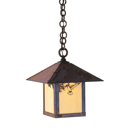 12″ Evergreen Pendant With Hummingbird Filigree - EH-12HFTN-MB - Mission Brown by Arroyo Craftsman