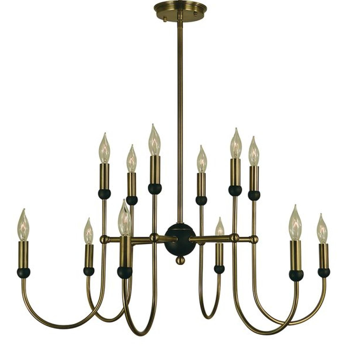 12-Light Antique Brass/Matte Black Nicole Chandelier - 4798 AB/MBLACK by Framburg